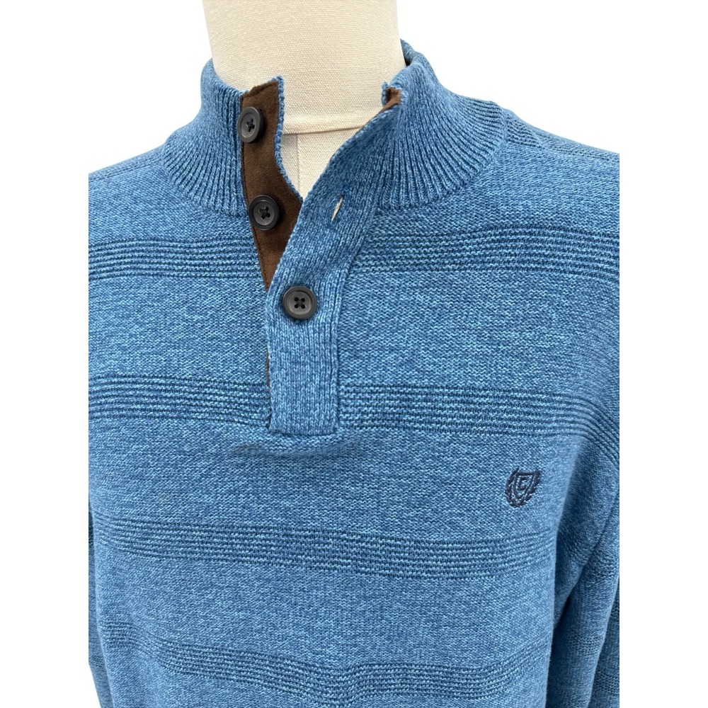 Chaps Mens LT Large Tall Blue Cotton Henley Sweater Textured Knit NWT 24x30
